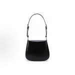 PRADA Cleo glossy magnetic clasp underarm bag, single-shoulder bag, mini women\'s black